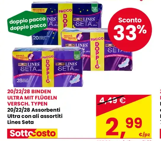 Assorbenti Ultra con ali assortiti Lines Seta