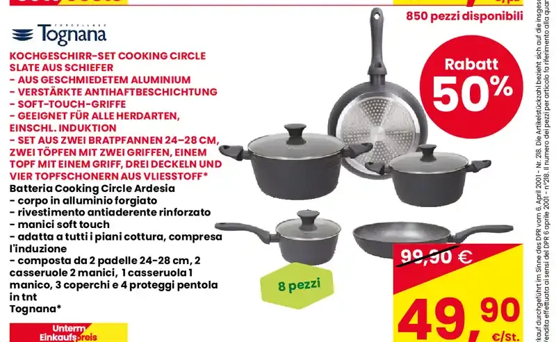 Batteria cooking circle ardesia