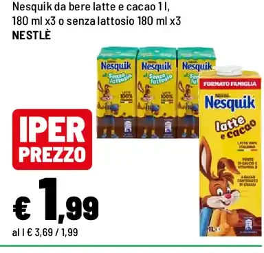 Nesquik da bere latte e cacao