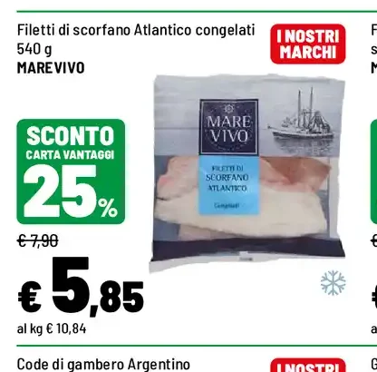 Filetti di scorfano Atlantico congelati