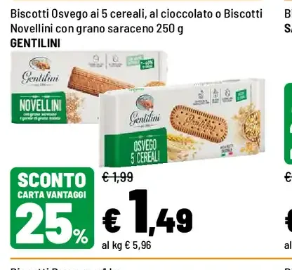 Biscotti Osvego ai 5 cereali o Biscotti Novellini con grano saraceno