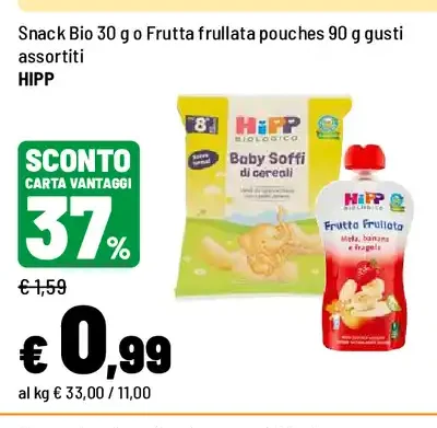 Snack bio o frutta frullata