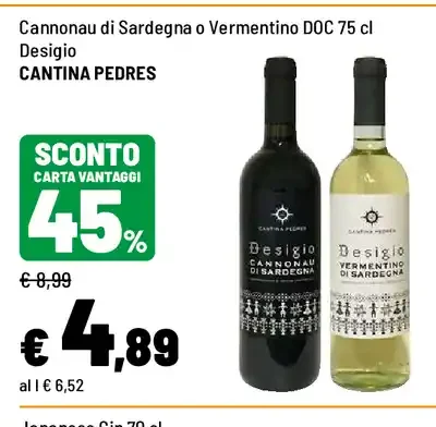 Cannonau di Sardegna o Vermentino DOC
