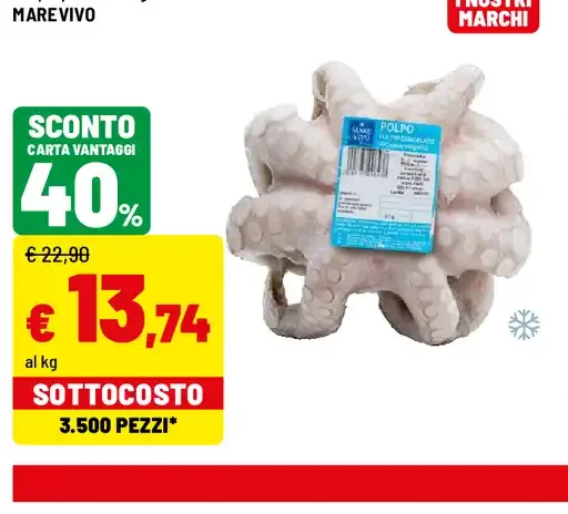 Polpo pulito congelato