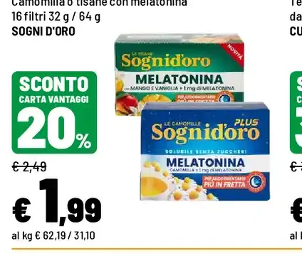 Camomilla o tisane con melatonina