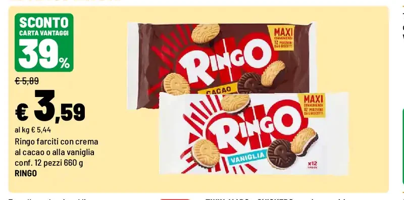 Ringo farciti con crema al cacao o alla vaniglia