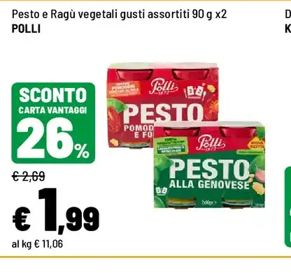 Pesto e ragù vegetali gusti assortiti