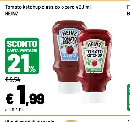 Tomato ketchup classico o zero