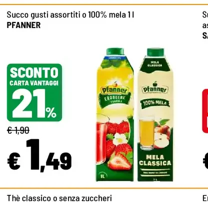 Succo gusti assortiti o 100% mela