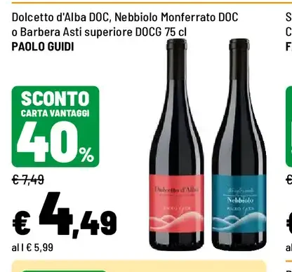 Dolcetto d'Alba DOC, Nebbiolo Monferrato DOC o Barbera Asti superiore DOCG