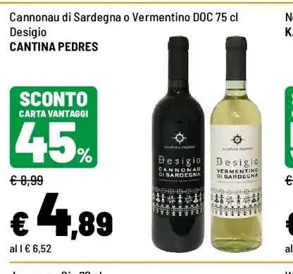 Cannonau di Sardegna o Vermentino DOC