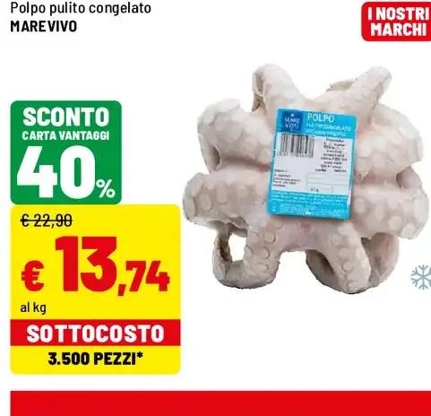 Polpo pulito congelato
