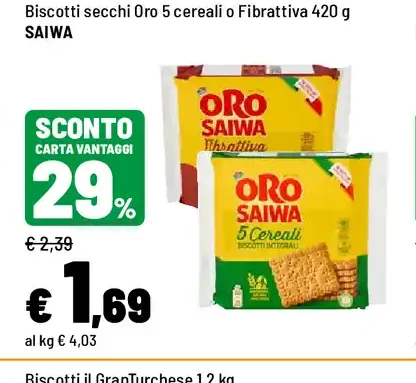 Biscotti secchi Oro 5 cereali o Fibrattiva