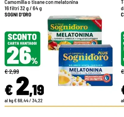 Camomilla o tisane con melatonina