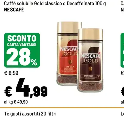 Caffè solubile Gold classico o Decaffeinato