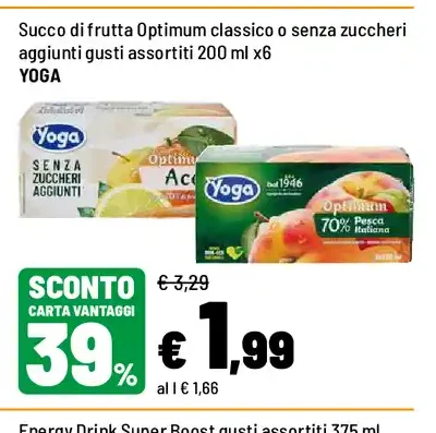 Succo di frutta Optimum classico o senza zuccheri aggiunti
