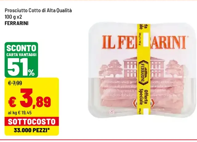 Prosciutto cotto di alta qualità