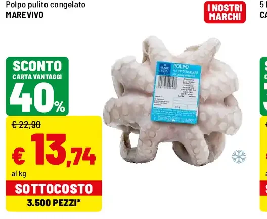 Polpo pulito congelato