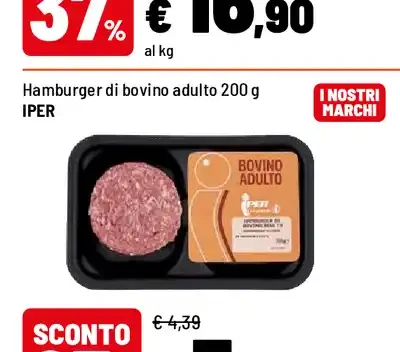Hamburger di bovino adulto