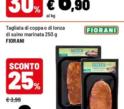 Tagliata di coppa o di lonza di suino marinata