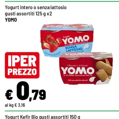Yogurt intero o senza lattosio gusti assortiti