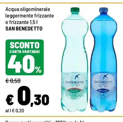 Acqua oligominerale leggermente frizzante o frizzante San Benedetto