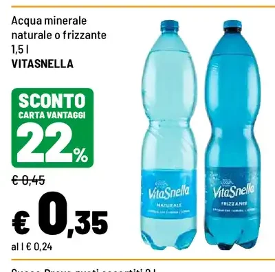 Acqua minerale naturale o frizzante Vitasnella