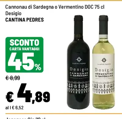 Cannonau di Sardegna o Vermentino DOC