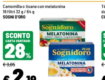 Camomilla o tisane con melatonina