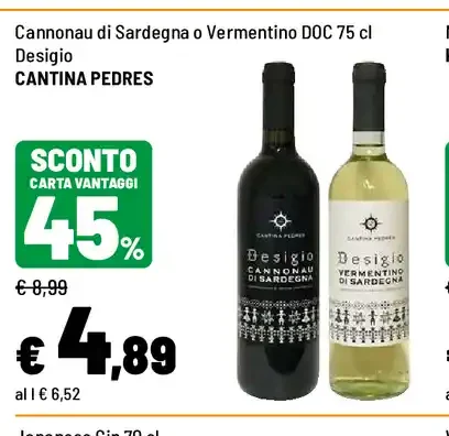 Cannonau di Sardegna o Vermentino DOC