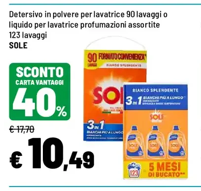 Detersivo lavatrice Sole