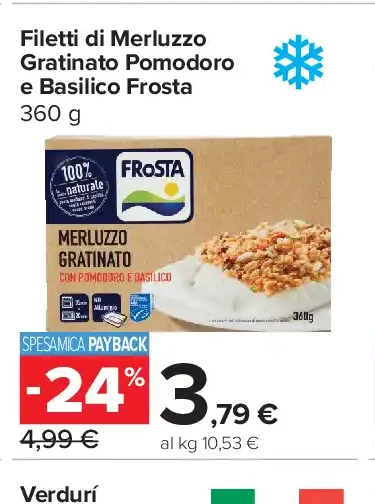 Filetti di merluzzo gratinato pomodoro e basilico Frosta