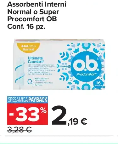 Assorbenti Interni OB Normal o Super Procomfort