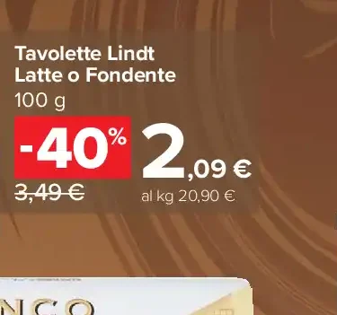 Tavolette Lindt Latte o Fondente