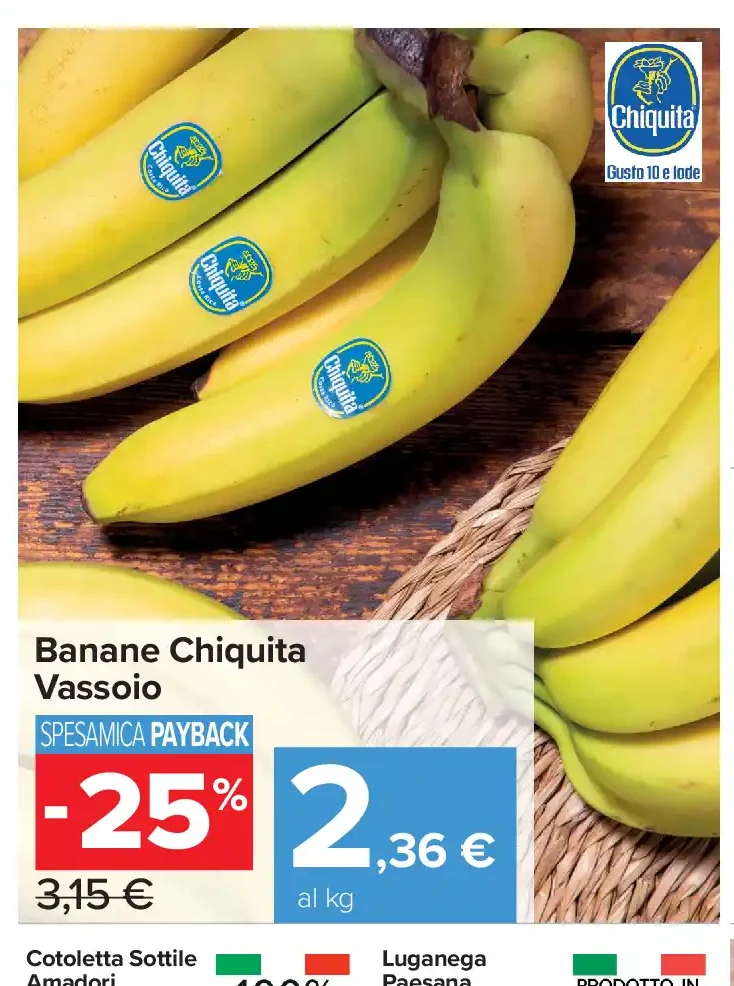Banane Chiquita vassoio