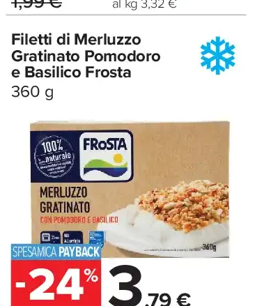 Filetti di merluzzo gratinato pomodoro e basilico frosta