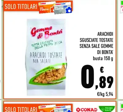 Arachidi tostate senza sale Gemme di Bontà