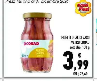 Filetti di alici vaso vetro Conad