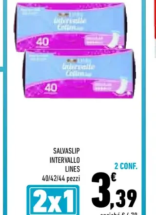 Salvaslip Lines Intervallo 40/42/44 pezzi