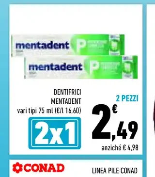 Dentifrici Mentadent 75 ml