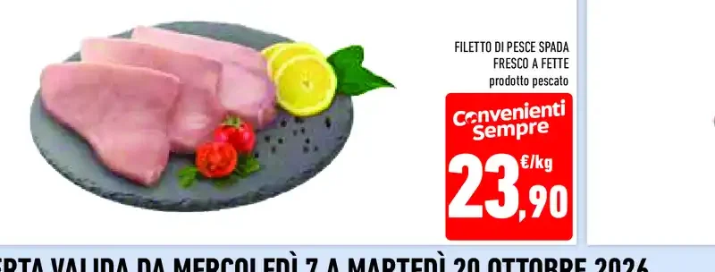 Filetto di pesce spada fresco a fette
