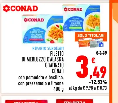 Filetti di merluzzo d'Alaska gratinato Conad
