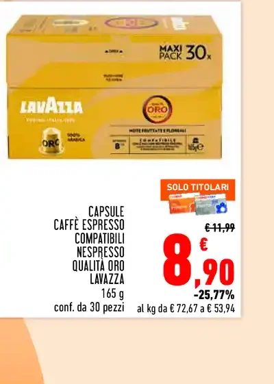 Capsule caffè espresso compatibili Nespresso qualità Oro Lavazza