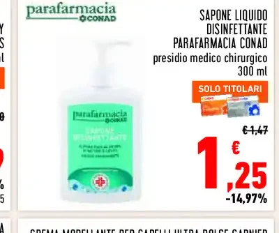 Sapone liquido disinfettante Parafarmacia Conad