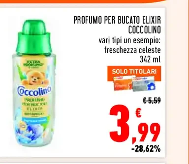 Profumo per bucato Elixir Coccolino