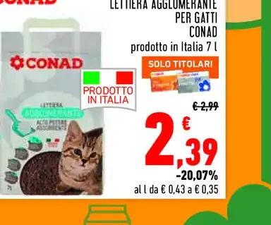Lettiera agglomerante per gatti Conad
