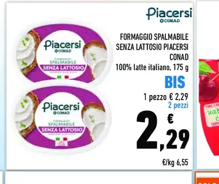 Formaggio spalmabile senza lattosio Piacersi