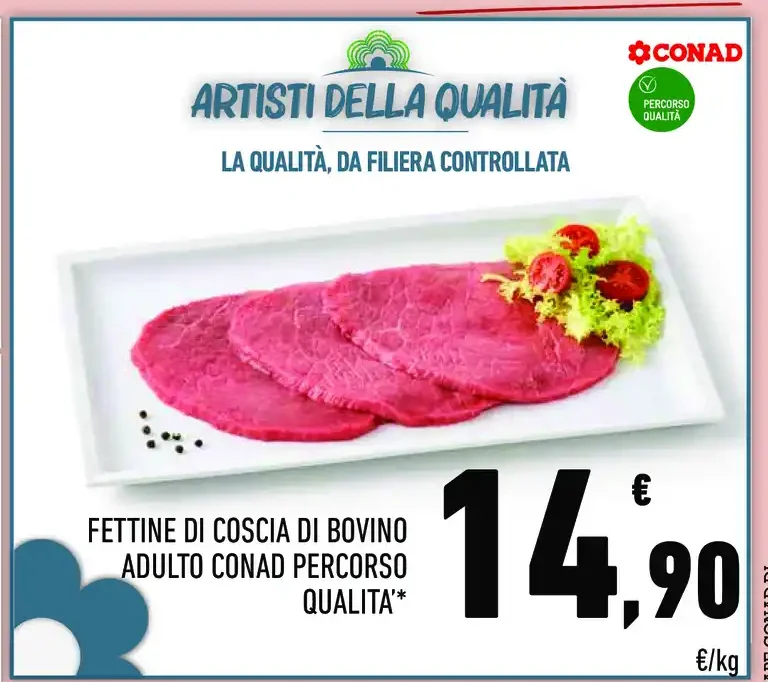 Fettine di coscia di bovino adulto Conad Percorso Qualità