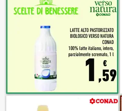 Latte alto pastorizzato Verso Natura Conad