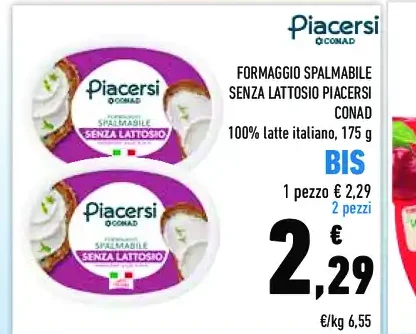 Formaggio spalmabile senza lattosio Piacersi